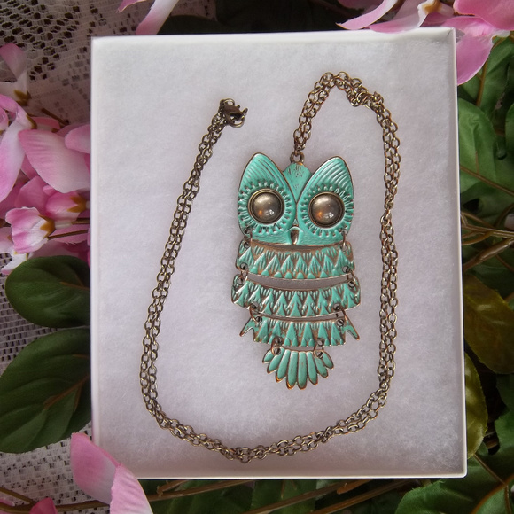 Jewelry - Silver Tone Blue Owl Necklace